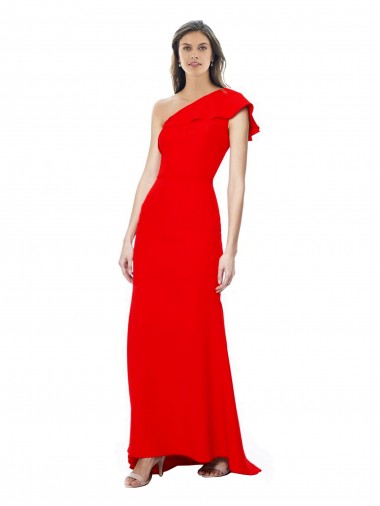 Meilleures Rouge Sirène Col Haut Crêpe Stretch Longue Formelles Robes demoiselle d'honneur / Robes de soirée / Robes de bal