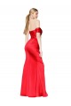 Meilleures Rouge Sirène Épaule Dénudée Satiné Stretch Longue Formelles Robes demoiselle d'honneur / Robes de soirée / Robes de bal