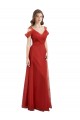 Meilleures Rouge Trapèze Tulle Longue Robes demoiselle d'honneur