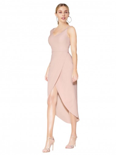 Meilleures Sirène Bretelles spaghetti Crêpe Stretch Courte Asymétrique Robes demoiselle d'honneur / Robes de soirée / Robes de cocktail