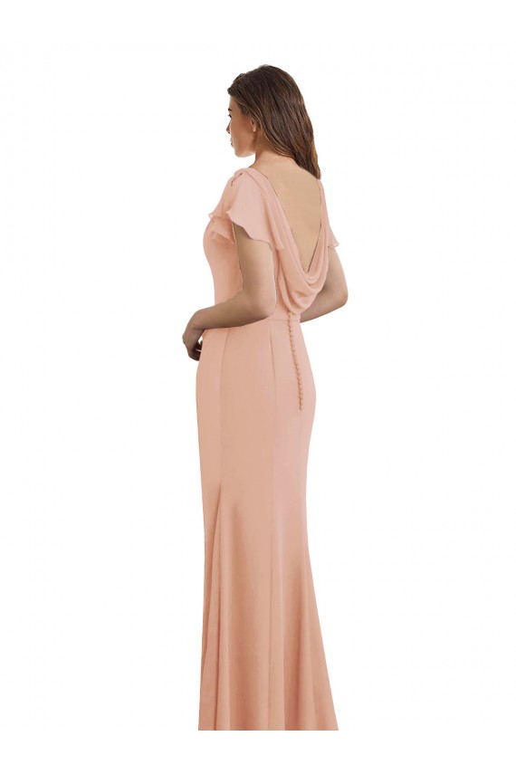 Meilleures Sirène Col Bateau Col Haut Mousseline Longue Robes demoiselle d'honneur / Robes de bal