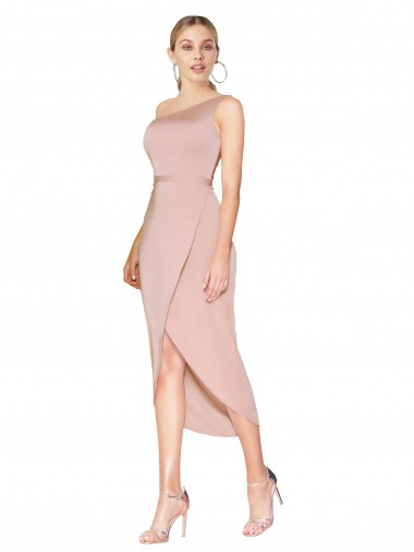Meilleures Sirène Col Haut Crêpe Stretch Courte Asymétrique Robes demoiselle d'honneur / Robes de soirée / Robes de cocktail