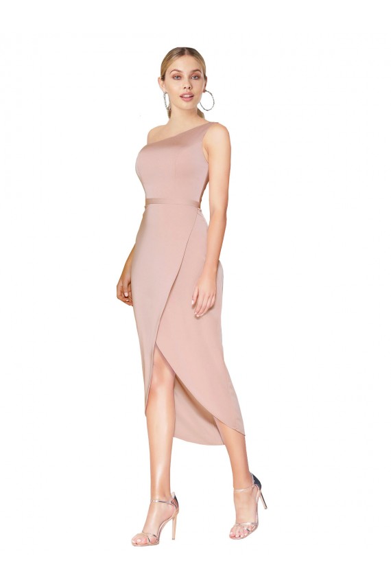 Meilleures Sirène Col Haut Crêpe Stretch Courte Asymétrique Robes demoiselle d'honneur / Robes de soirée / Robes de cocktail