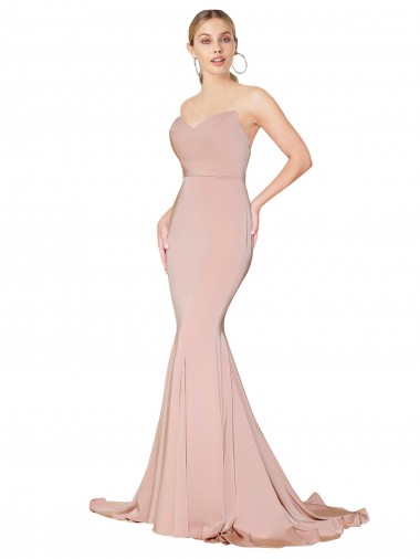 Meilleures Sirène Col Haut Crêpe Stretch Longue Formelles Robes demoiselle d'honneur / Robes de soirée / Robes de bal