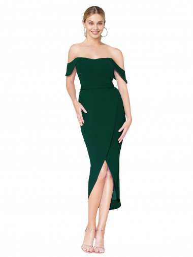 Meilleures Sirène Épaule Dénudée Col Haut Crêpe Stretch Courte Asymétrique Robes demoiselle d'honneur / Robes de soirée / Robes de cocktail