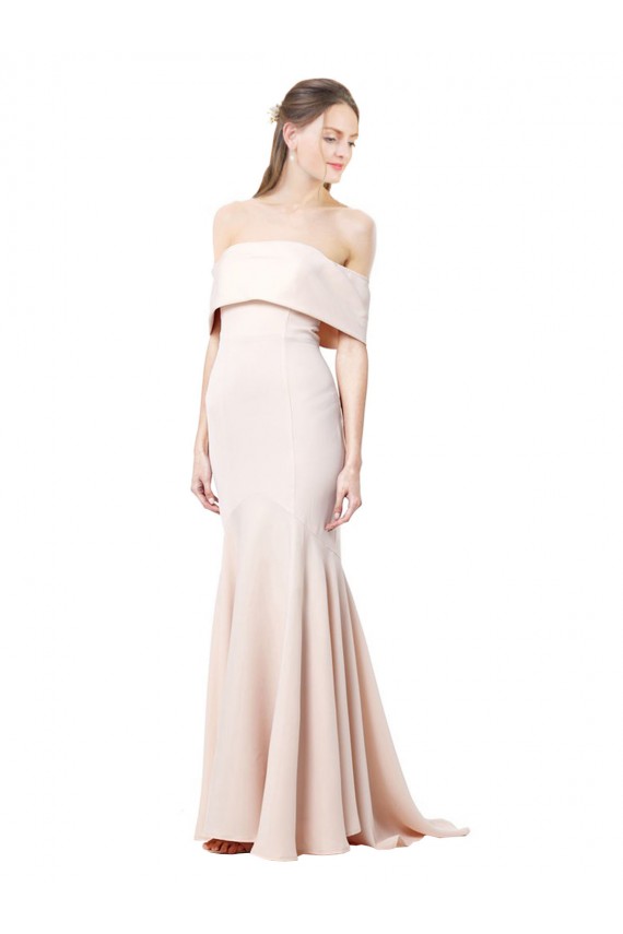 Meilleures Sirène Épaule Dénudée Col Haut Crêpe Stretch Longue Formelles Robes demoiselle d'honneur / Robes de soirée / Robes de bal