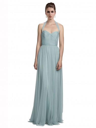 Meilleures Trapèze Licou Tulle Longue Robes demoiselle d'honneur