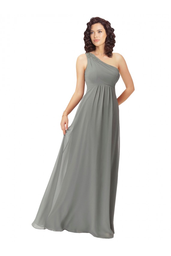 Meilleures Trapèze Mousseline Longue Robes demoiselle d'honneur