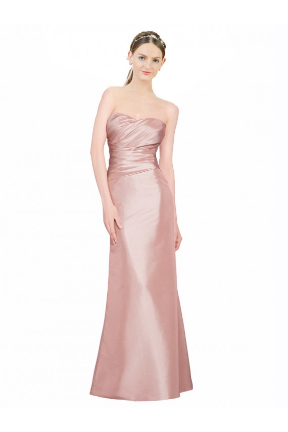 Meilleures Trapèze Sans bretelle Satiné Stretch Longue Formelles Robes demoiselle d'honneur / Robes de soirée / Robes de bal