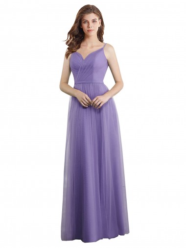 Meilleures Trapèze Tulle Longue Robes demoiselle d'honneur