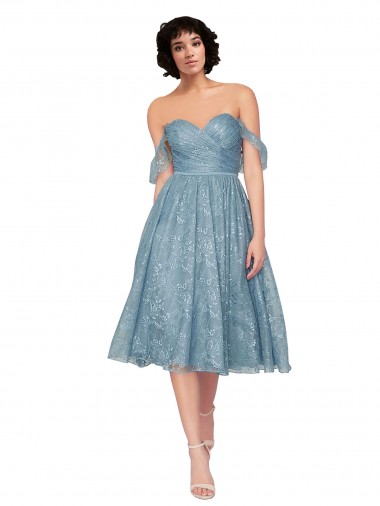 Meilleures Trapèze Épaule Dénudée Dentelle Courte Robes demoiselle d'honneur / Robes de cocktail