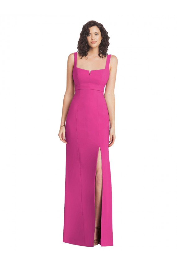 Meilleures Trompette Col Carré Crêpe Stretch Longue Robes demoiselle d'honneur / Robes de bal