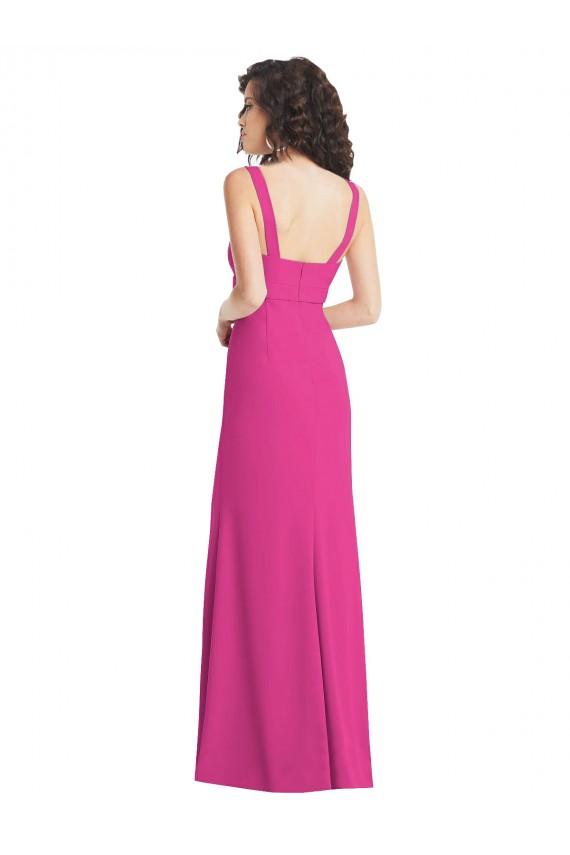 Meilleures Trompette Col Carré Crêpe Stretch Longue Robes demoiselle d'honneur / Robes de bal