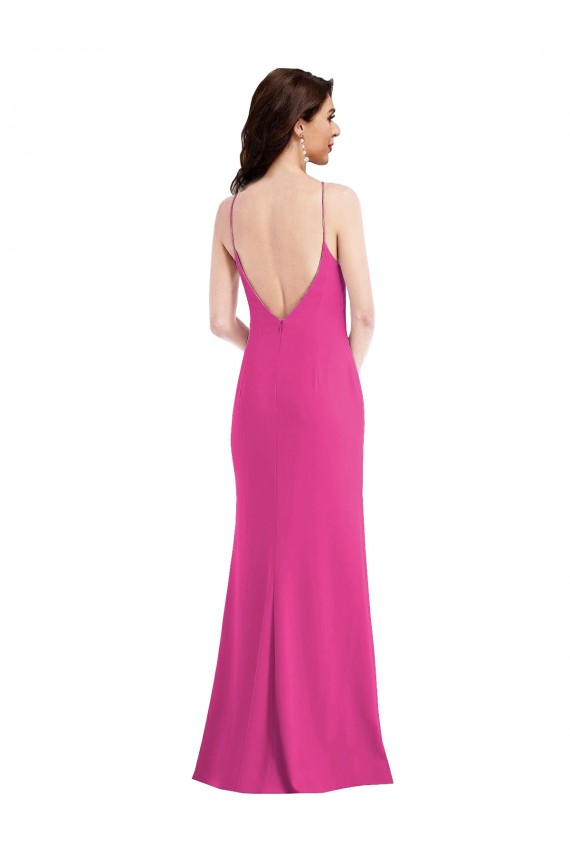 Meilleures Trompette Licou Col Haut Crêpe Stretch Longue Formelles Robes demoiselle d'honneur / Robes de soirée / Robes de bal