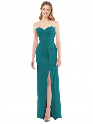 Meilleures Vert Chasseur Trompette Sans bretelle Mousseline Longue Robes demoiselle d'honneur