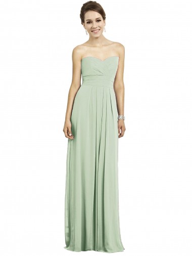 Meilleures Vert Sauge Trapèze Mousseline Longue Robes demoiselle d'honneur