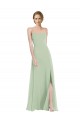 Meilleures Vert Sauge Trapèze Scoop Mousseline Longue Robes demoiselle d'honneur