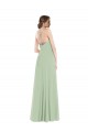 Meilleures Vert Sauge Trapèze Scoop Mousseline Longue Robes demoiselle d'honneur