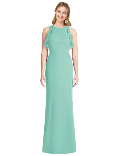 Meilleures Vert de jade Sirène Col bijou Mousseline Longue Robes demoiselle d'honneur
