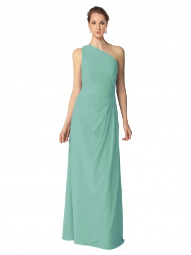 Meilleures Vert de jade Trapèze Mousseline Longue Robes demoiselle d'honneur