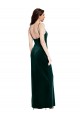 Meilleures Vert foncé Fourreau Bretelles spaghetti Col Carré Velours Stretch Longue Robes demoiselle d'honneur / Robes de bal
