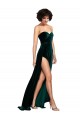 Meilleures Vert foncé Trapèze Balayage train Velours Stretch Longue Robes demoiselle d'honneur / Robes de bal