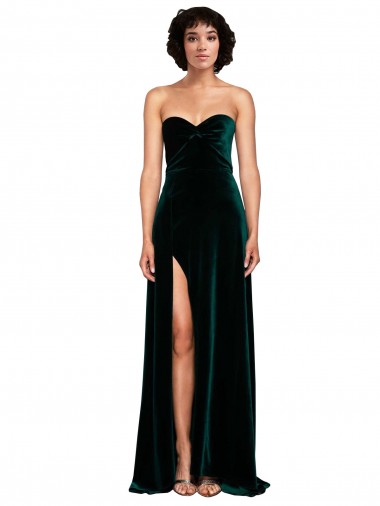 Meilleures Vert foncé Trapèze Balayage train Velours Stretch Longue Robes demoiselle d'honneur / Robes de bal