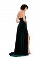 Meilleures Vert foncé Trapèze Balayage train Velours Stretch Longue Robes demoiselle d'honneur / Robes de bal