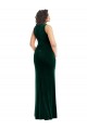 Meilleures Vert foncé Trompette Col Carré Velours Stretch Longue Robes demoiselle d'honneur / Robes de bal