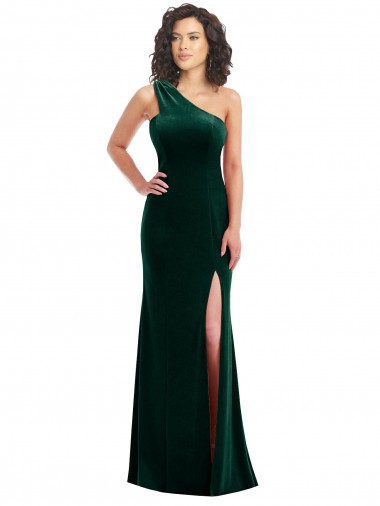 Meilleures Vert foncé Trompette Velours Stretch Longue Robes demoiselle d'honneur / Robes de bal