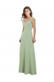 Meilleures Vert fumée Trapèze Mousseline Longue Robes demoiselle d'honneur