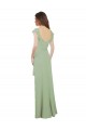 Meilleures Vert fumée Trapèze Mousseline Longue Robes demoiselle d'honneur