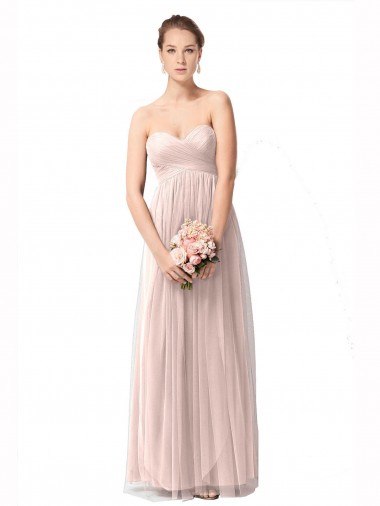 Meilleures Vintage Rose Trapèze Tulle Longue Robes demoiselle d'honneur