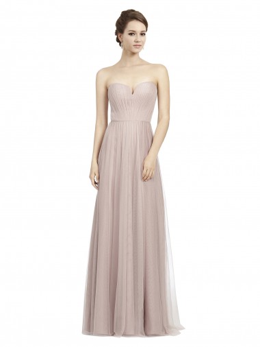 Meilleures Vintage Rose Trapèze Tulle Longue Robes demoiselle d'honneur