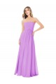Meilleures Violet Trapèze Sans bretelle Mousseline Longue Robes demoiselle d'honneur